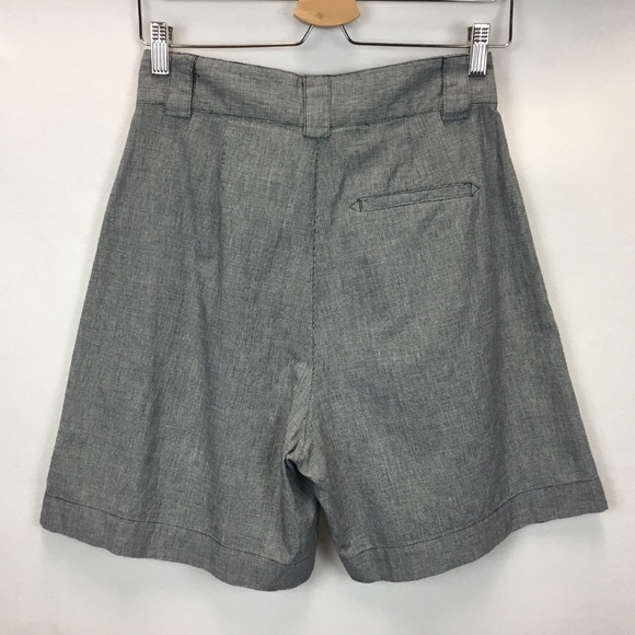 Alex Mill Drill Pleated Shorts Houndstooth Linen Blend High Waisted Size 4 - Picture 2 of 11
